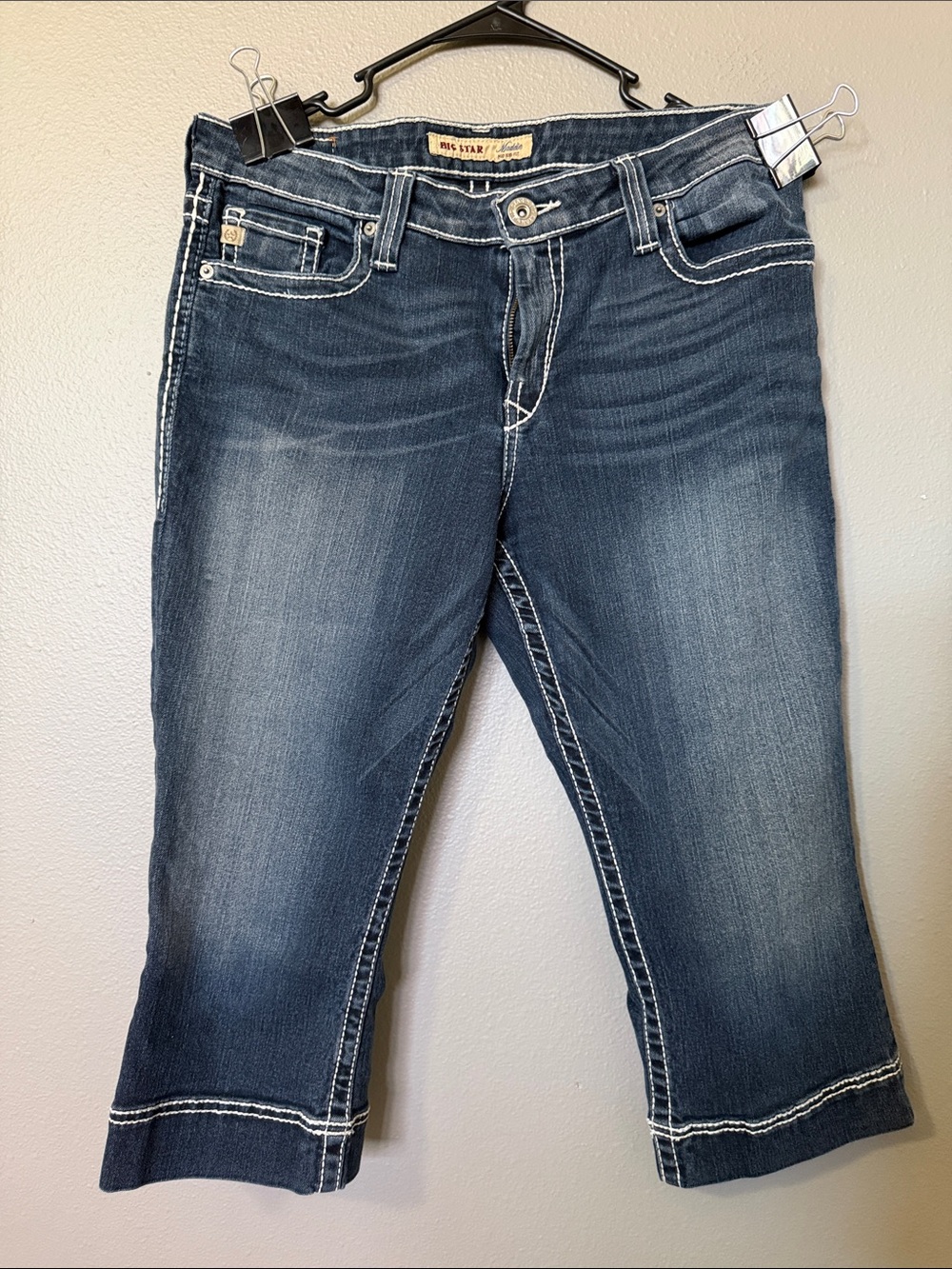 Women’s Big Star Indigo Capri Women's Jeans with White Contrast Stitching